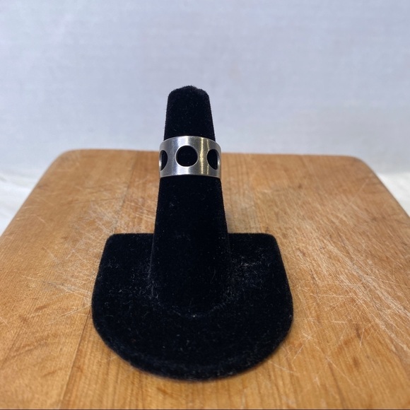 Vtg Sarah Coventry Silver Open Cutout Sides Mid Century Modern Ring Size 5.5 - Picture 1 of 8